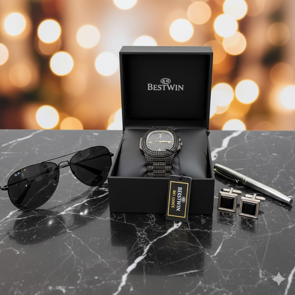 Bestwin Black Nagina Watch – Timeless Luxury in Deep Black