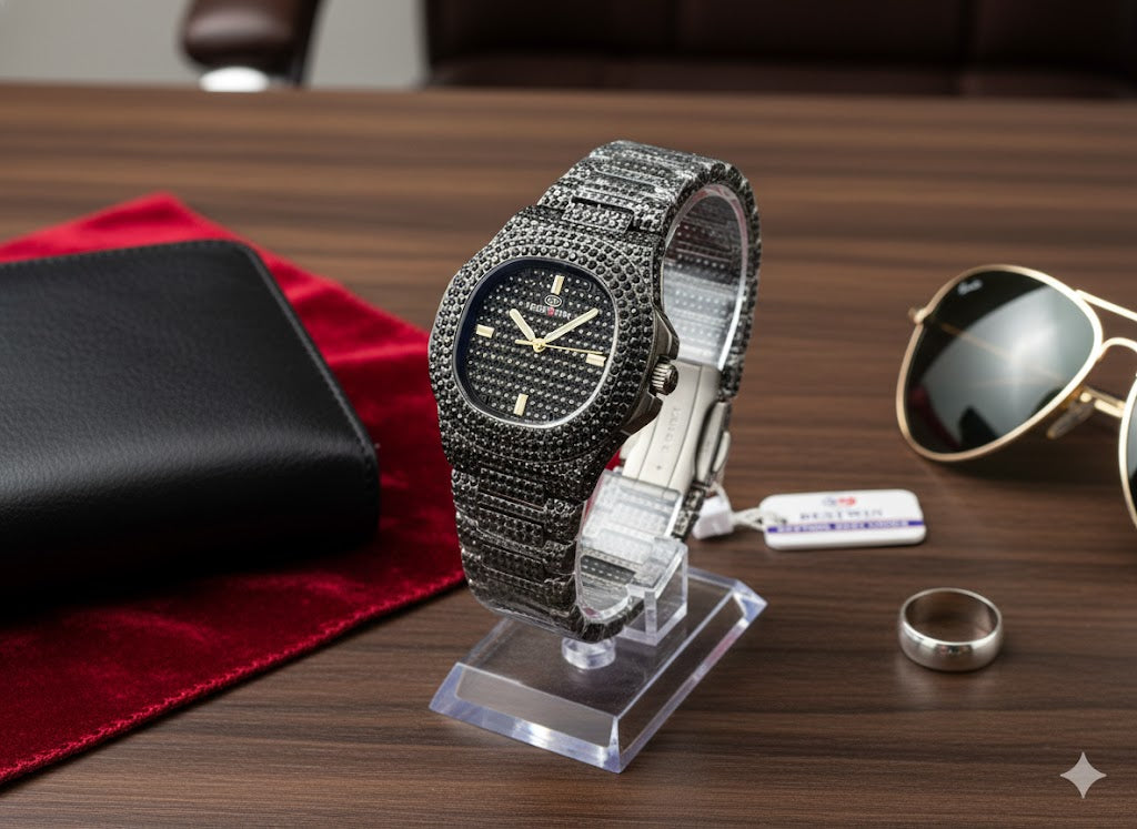 Bestwin Black Nagina Watch – Timeless Luxury in Deep Black