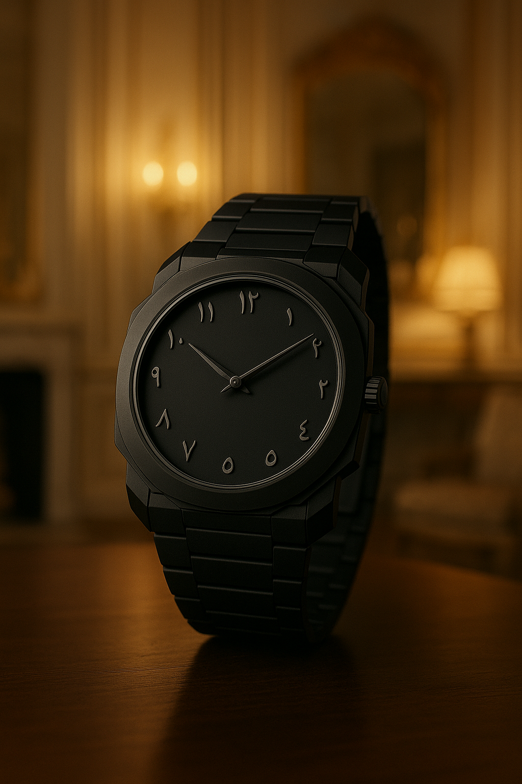 Aura Black Arabic Dial Men’s Watch – Minimal Luxury Stainless Steel Timepiece